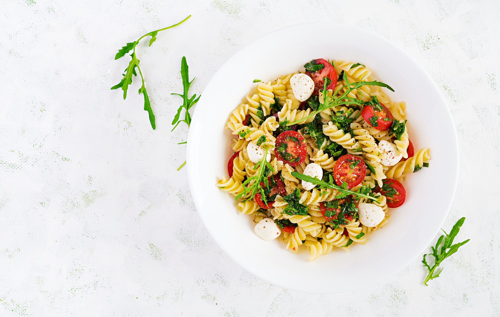 Pasta salad. Fusilli Pasta
